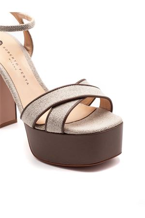 Sandalo Luanda in canvas e pelle beige ROBERTO FESTA | LUANDAPANAMALINO